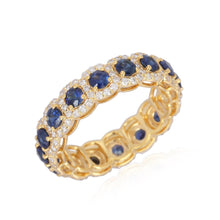 Load image into Gallery viewer, Round Blue Sapphire And Diamond Eternity Band
