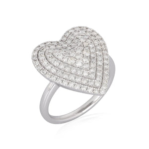 Pave Diamond Puff Heart Ring