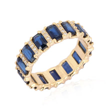 Load image into Gallery viewer, Emerald Blue Sapphire And Diamond Eternity Band
