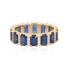Load image into Gallery viewer, Emerald Blue Sapphire And Diamond Eternity Band
