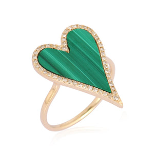 Elongated Diamond Outlined Heart Ring