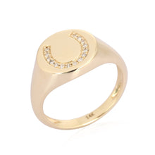 Load image into Gallery viewer, Pave Horseshoe Signet Ring
