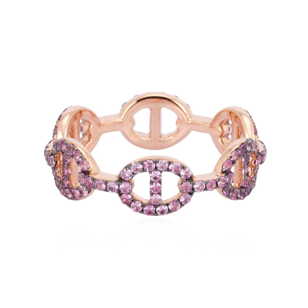 Pink Sapphire Link Ring