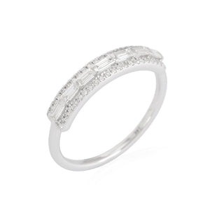 Baguette Ring With Pave Border