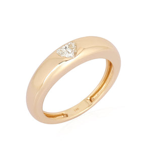 Solitaire Heart Dome Ring