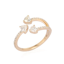 Load image into Gallery viewer, Three Heart Claw Ring With Pave Band
