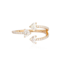 Load image into Gallery viewer, Three Heart Claw Ring With Pave Band
