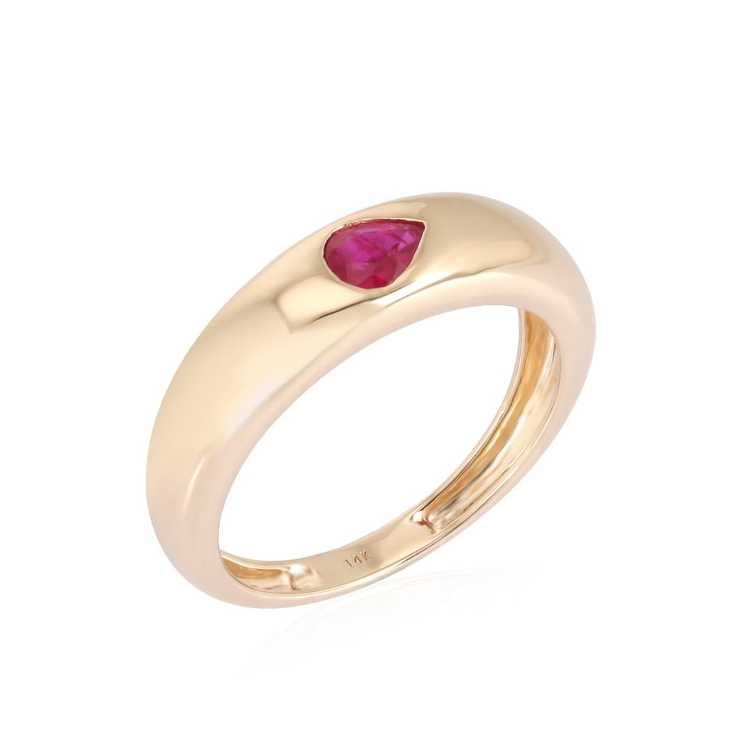 Gemstone Pear Gold Dome Ring