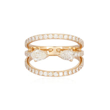 Load image into Gallery viewer, Three Row Pave Ring with Two Pears
