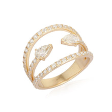 Load image into Gallery viewer, Three Row Pave Ring with Two Pears
