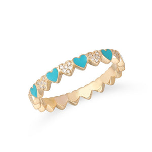 Enamel and Pave Diamond Baby Heart Ring
