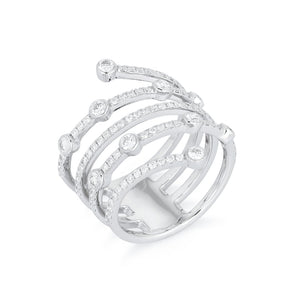 Diamond Coil Wrap Ring With Bezel Set Diamonds