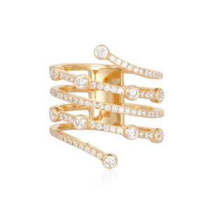 Diamond Coil Wrap Ring With Bezel Set Diamonds