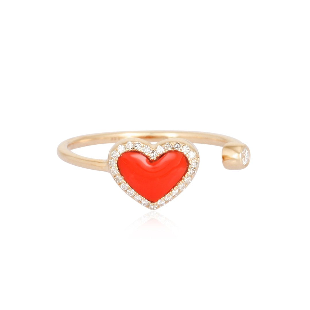 Enamel Heart Open Ring
