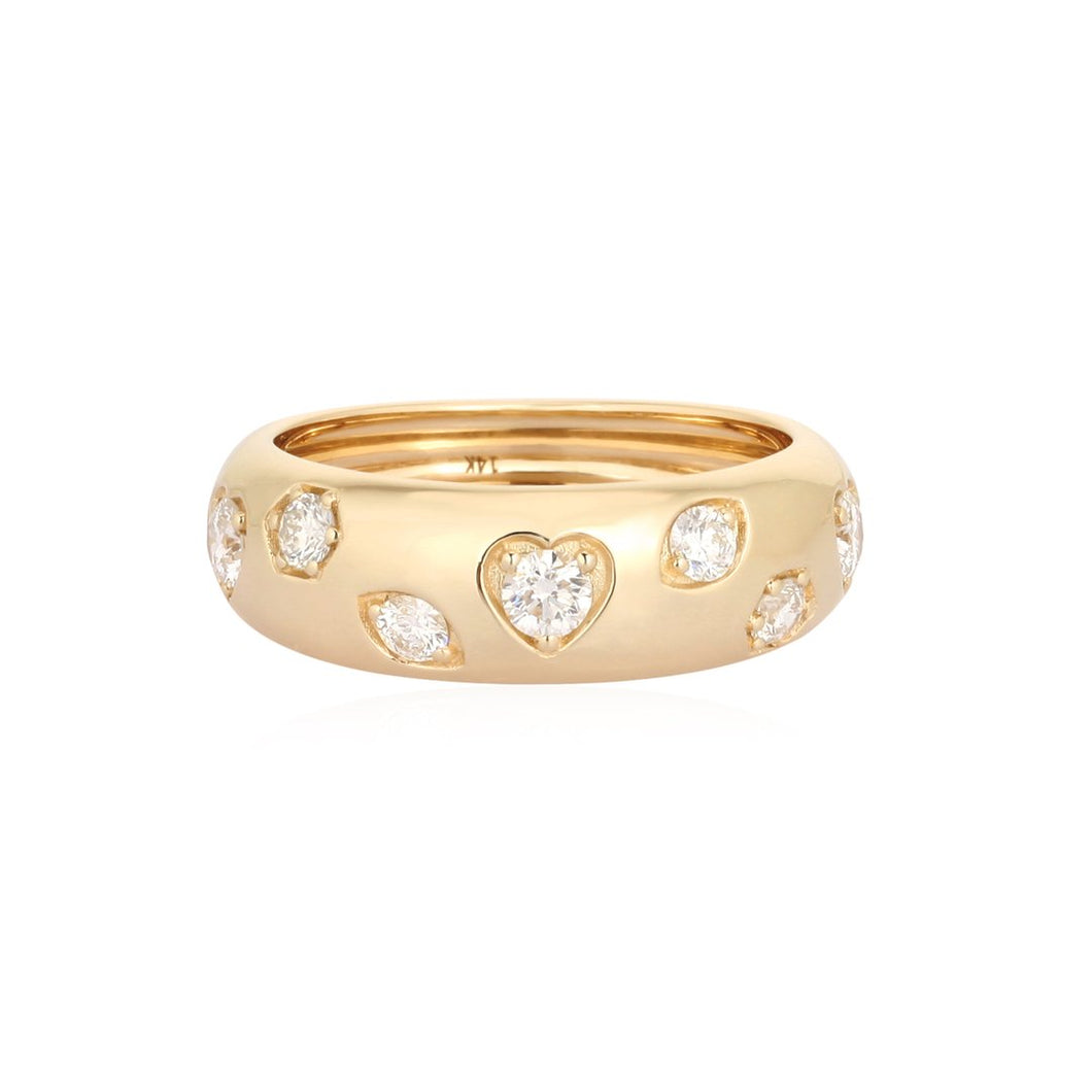 Scattered Diamond Dome Ring