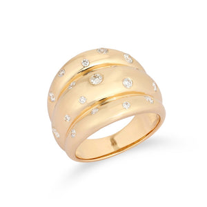 Gold Statement Ring With Scatter Diamonds