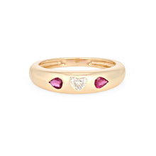 Load image into Gallery viewer, Three Stone Heart and Pear Dome Ring
