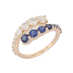 Gemstone and Diamond Twisted Ring