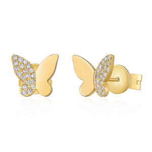 Half Pave Butterfly Studs