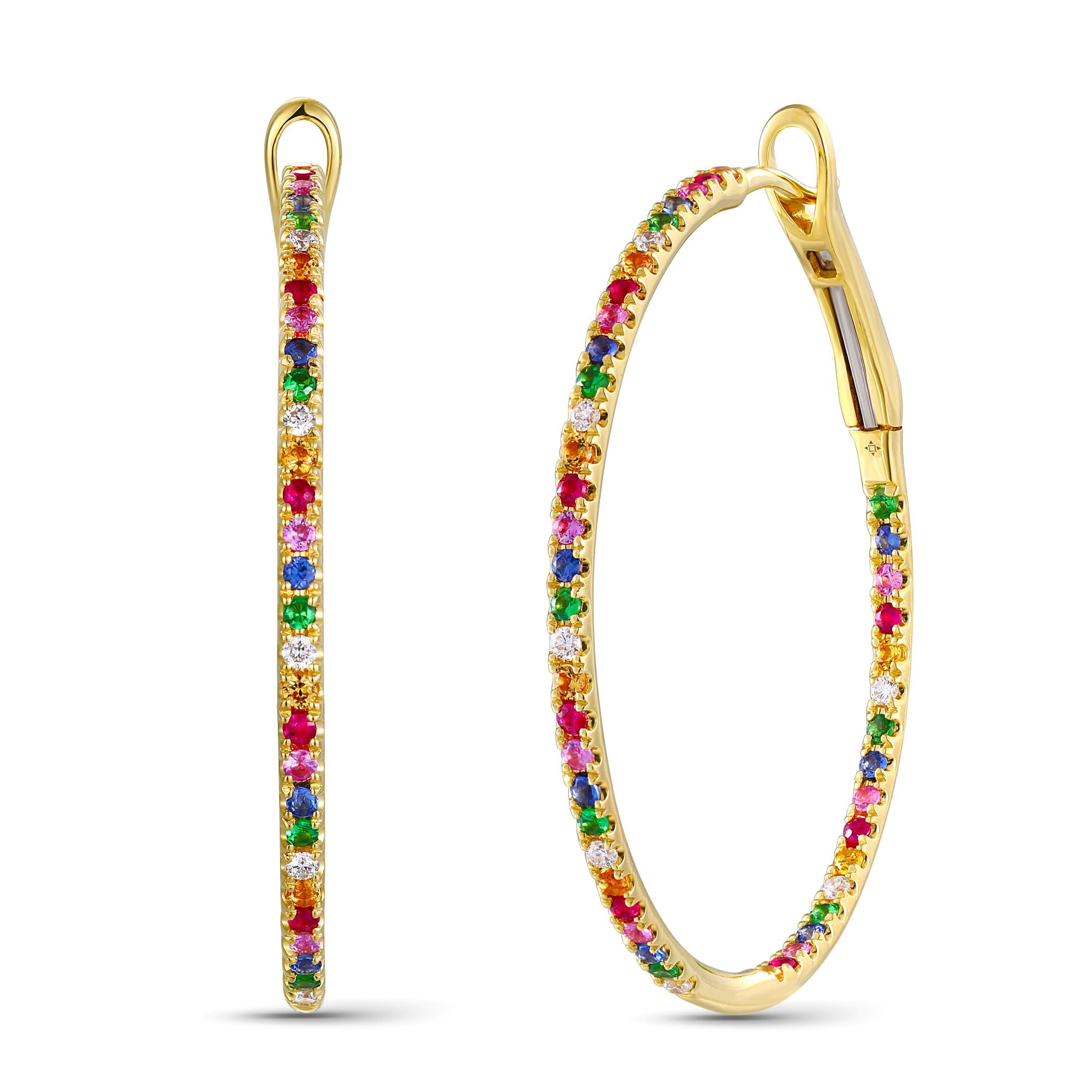 18Kt Gold Plated Austrian Crystal Inside-Out Rainbow Hoop Earrings – Women's