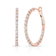Load image into Gallery viewer, Alernating Size Diamond Hoops
