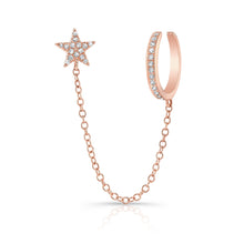 Load image into Gallery viewer, Pave Star Stud with Chain and Gold Cuff
