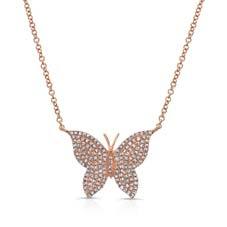 Pave Diamond Butterfly Necklace