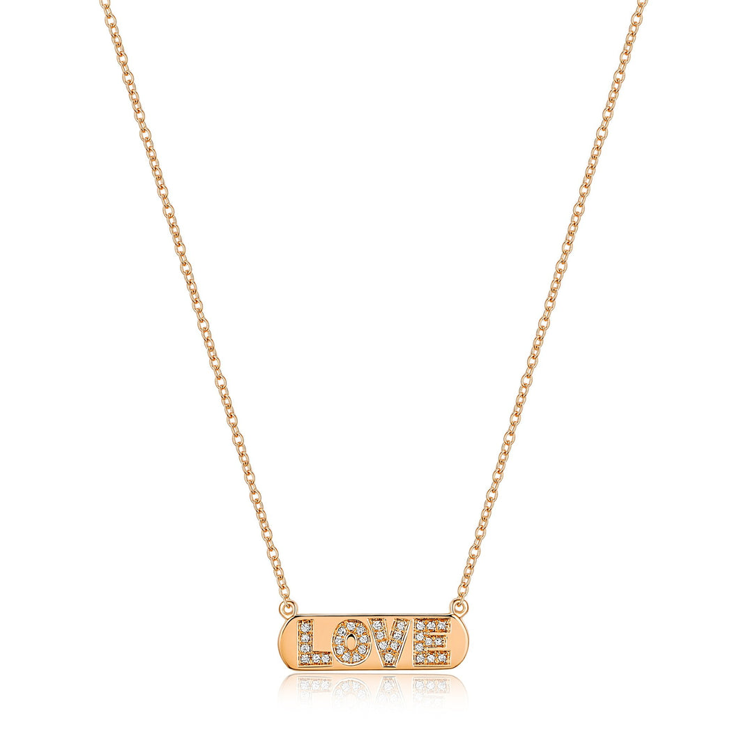 Gold Bar LOVE Necklace