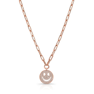 Smiley Charm on Link Chain Necklace