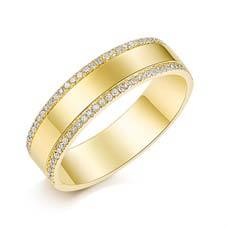 Gold Band with Pave Edges