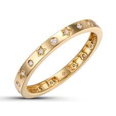 Solid Gold Ring with Round and Star Diamonds