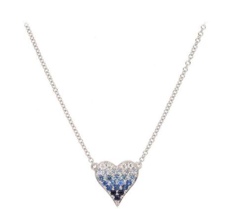 Mini Blue Ombre Heart Necklace