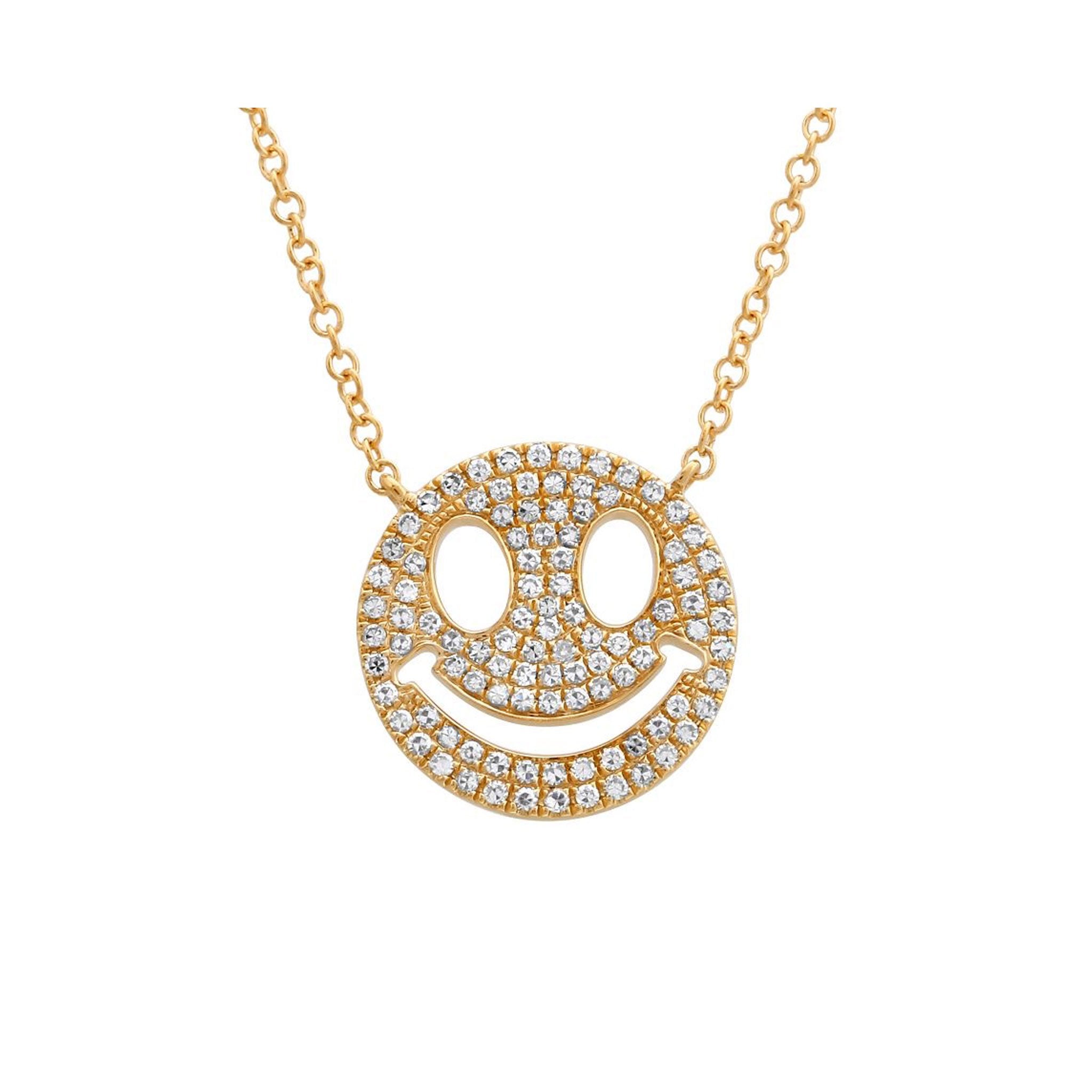 Pave Diamond Smiley Necklace – Suzy B Jewelry