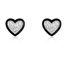 Load image into Gallery viewer, Heart Diamond &amp; Enamel Heart Stud Earrings
