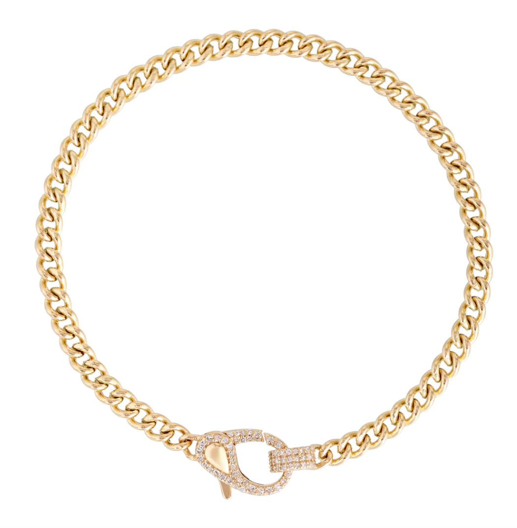 Cuban Chain Bracelet with Diamond Clasp