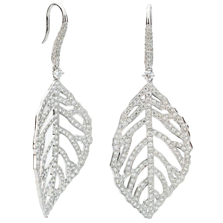 Diamond Leaf Statement Earrings