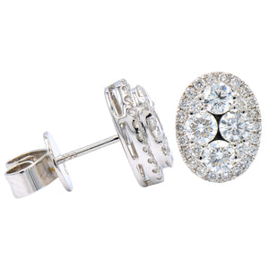 Oval Diamond Cluster Studs